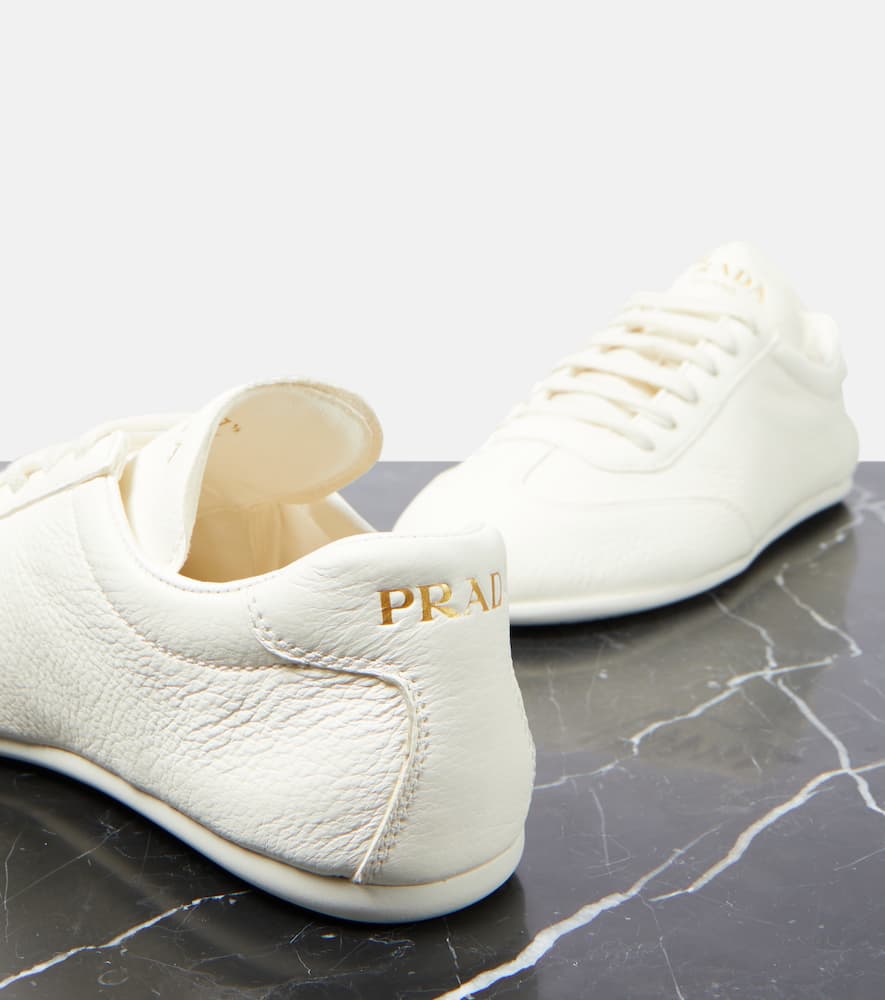 Prada Logo-print Leather Sneakers In White