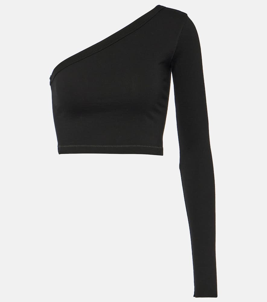 Shop Rick Owens Ziggy One-shoulder Cotton Crop Top In Black