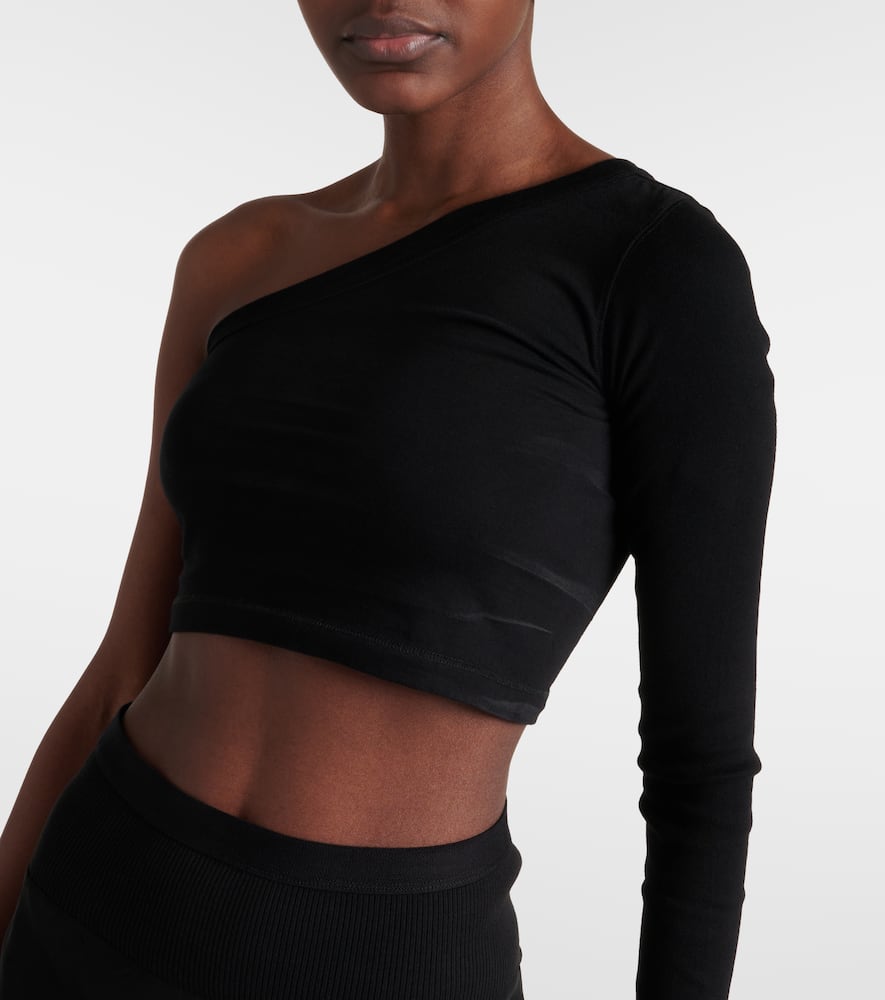 Shop Rick Owens Ziggy One-shoulder Cotton Crop Top In Black