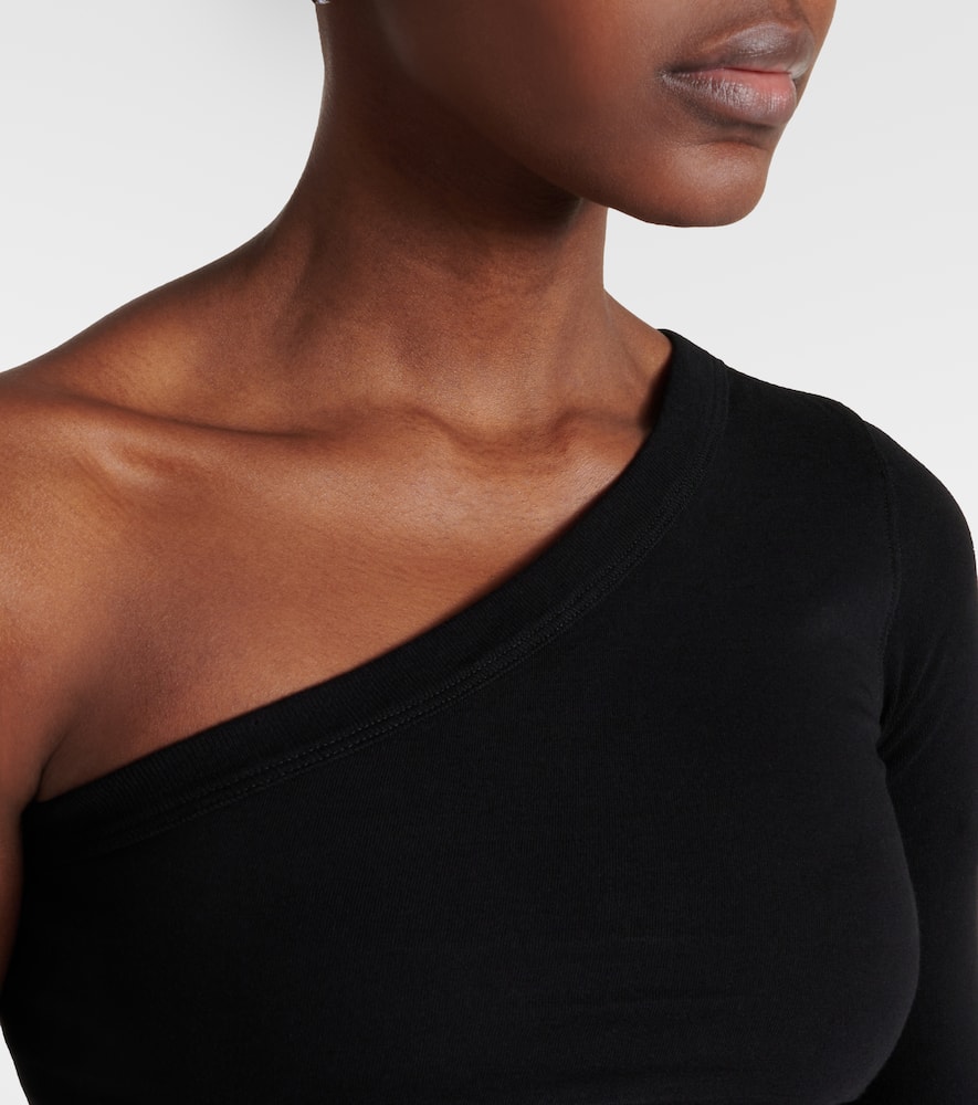 Shop Rick Owens Ziggy One-shoulder Cotton Crop Top In Black