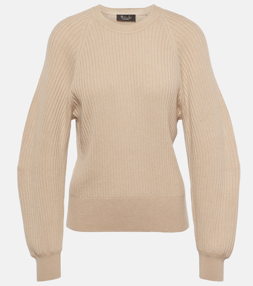 Shop Loro Piana Ribbed-knit Cashmere Sweater In Beige