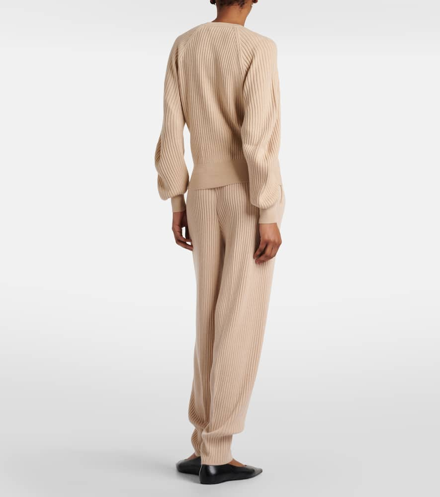 Shop Loro Piana Ribbed-knit Cashmere Sweater In Beige