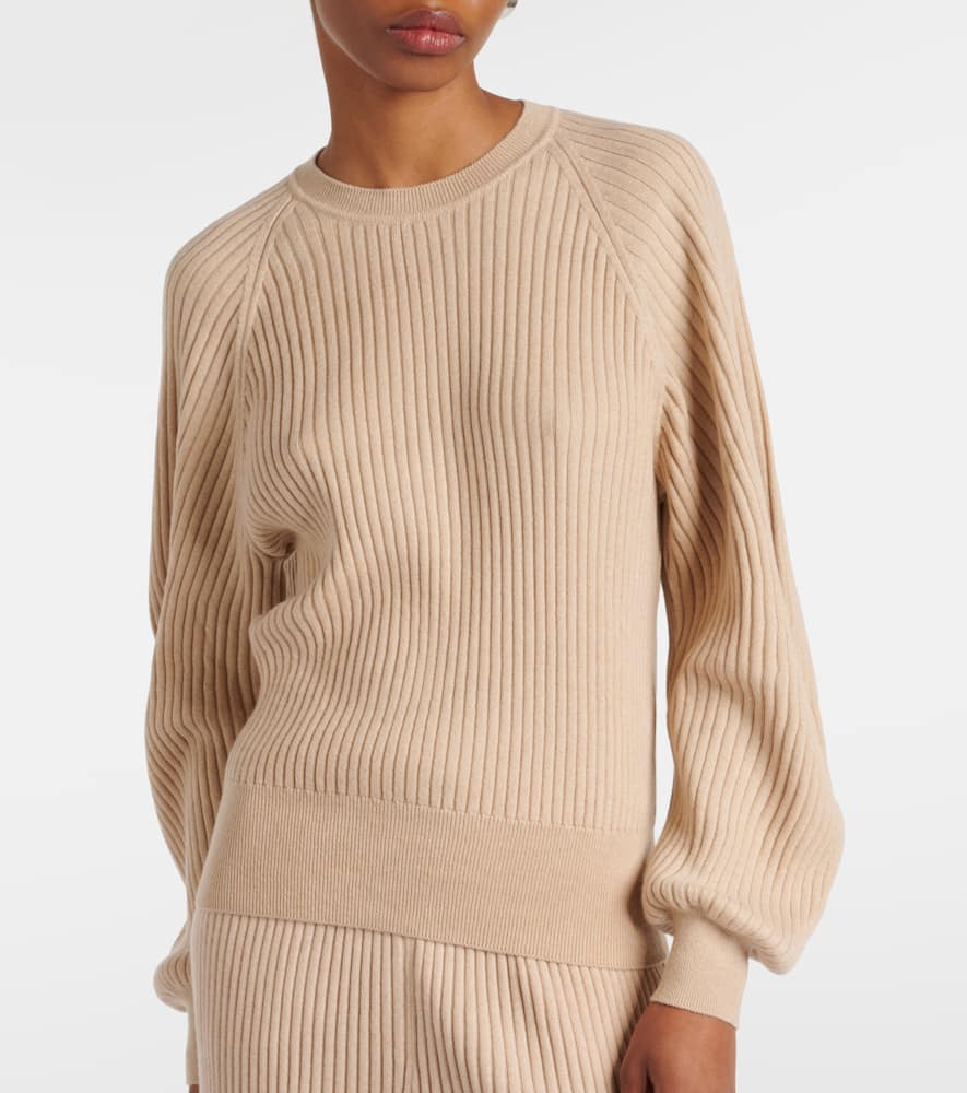 Shop Loro Piana Ribbed-knit Cashmere Sweater In Beige