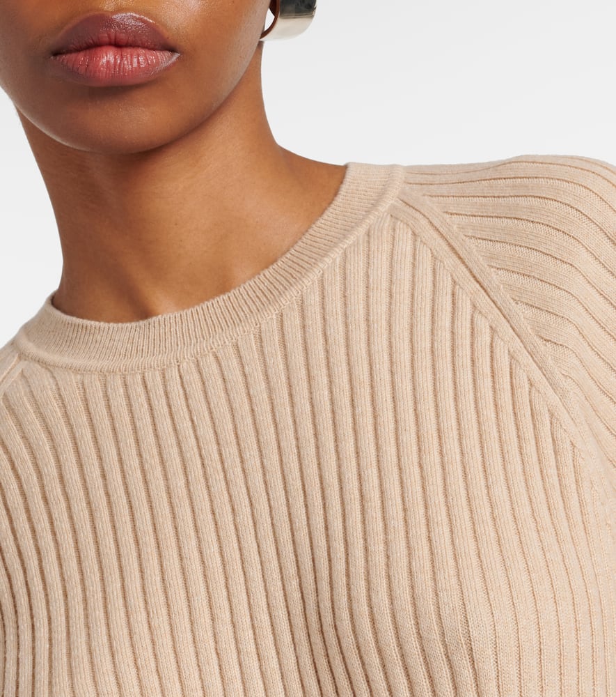 Shop Loro Piana Ribbed-knit Cashmere Sweater In Beige