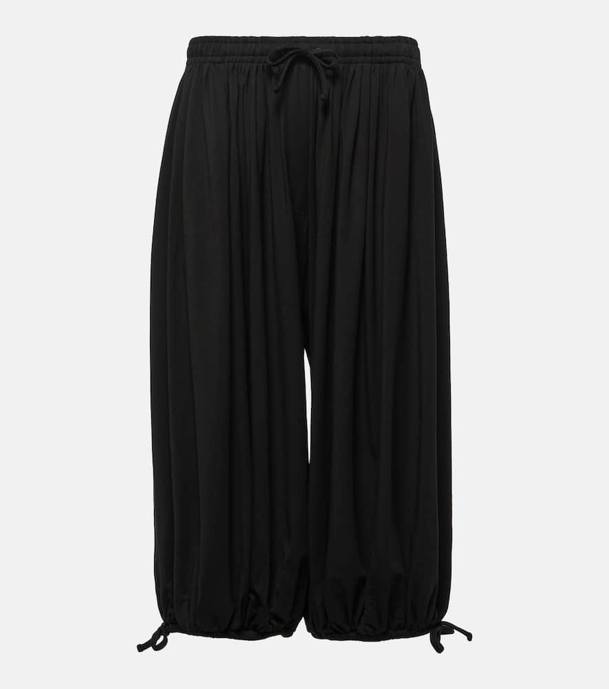 Totême Gathered Cropped Jersey Tapered Pants In Black