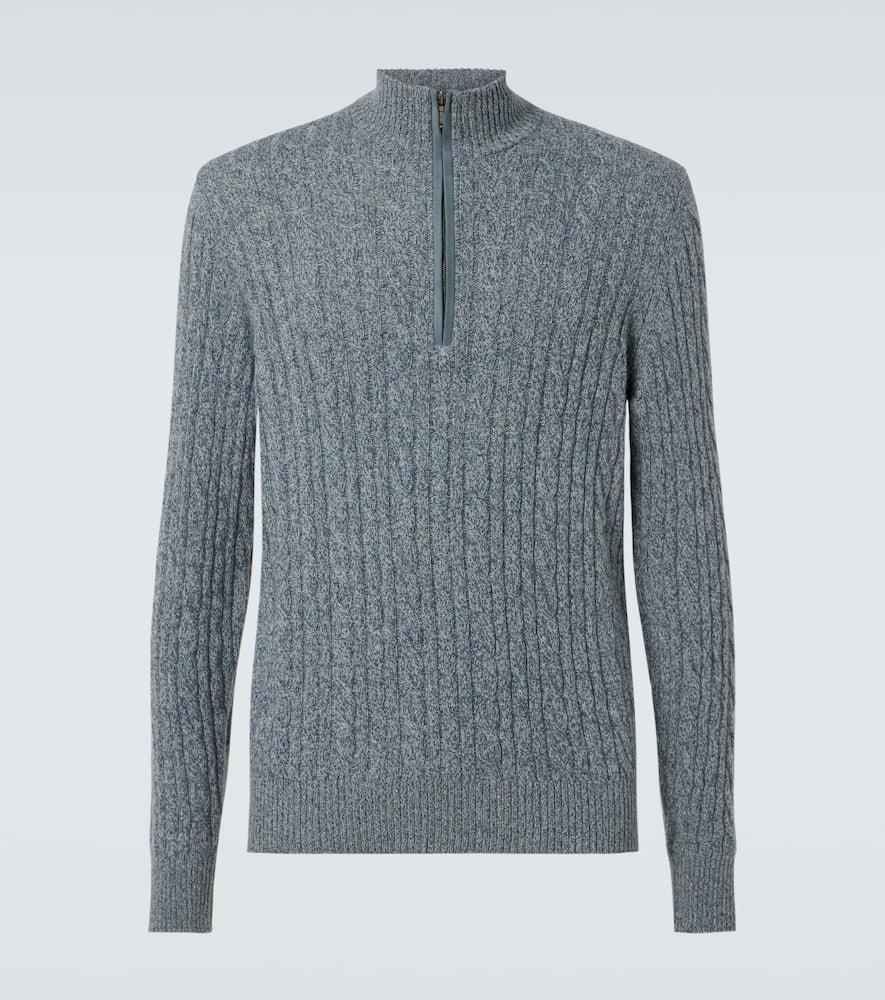 Loro Piana Cashmere Cable-knit Sweater In Blue