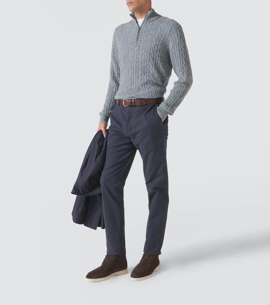 Loro Piana Cashmere Cable-knit Sweater In Blue