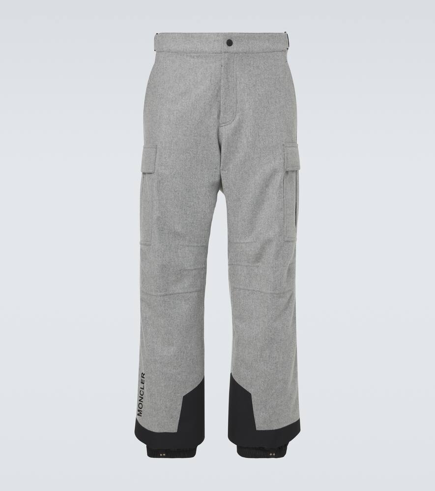 Moncler Padded Technical Wool Ski Pants Grey In Grey