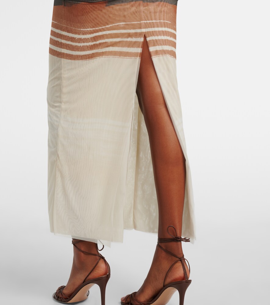  Sir Sir Breeze Striped Ruched Mesh Midi Dress 