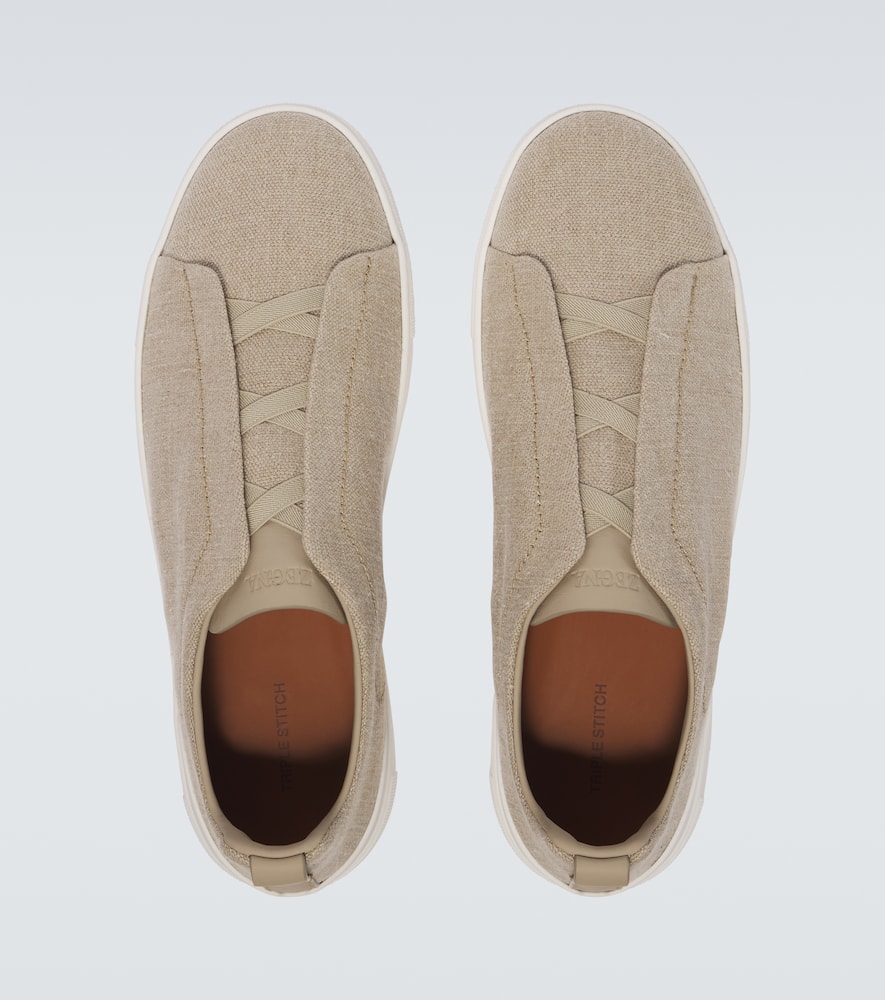 Zegna Shearling Triple Stitch Secondskin Sneakers In Beige