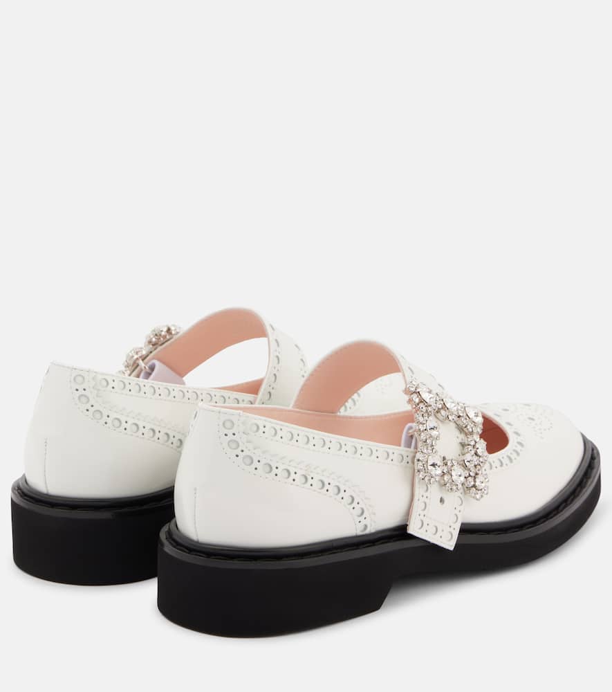 Roger Vivier Viv' Rangers Ballet Flats In Bianco