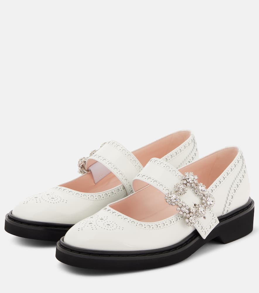 Roger Vivier Viv' Rangers Ballet Flats In Bianco