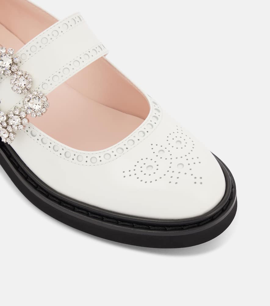 Roger Vivier Viv' Rangers Ballet Flats In Bianco