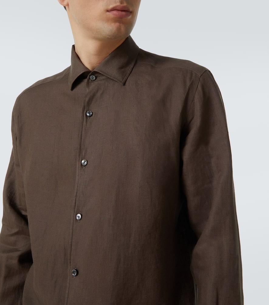 Shop Zegna Linen Shirt In Grey