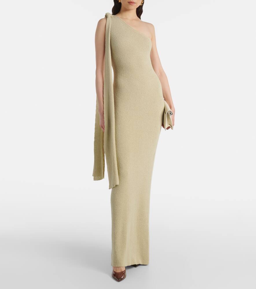 Aya Muse Dara One-shoulder Draped Maxi Dress In Beige