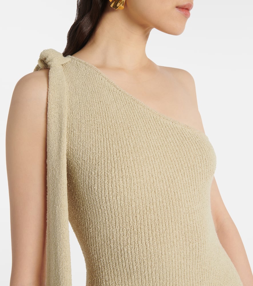 Aya Muse Dara One-shoulder Draped Maxi Dress In Beige