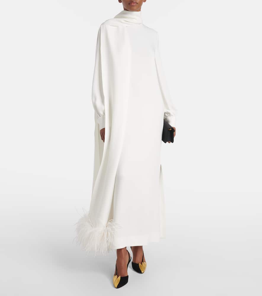 Shop Valentino Cady Couture Scarf-detail Gown In White
