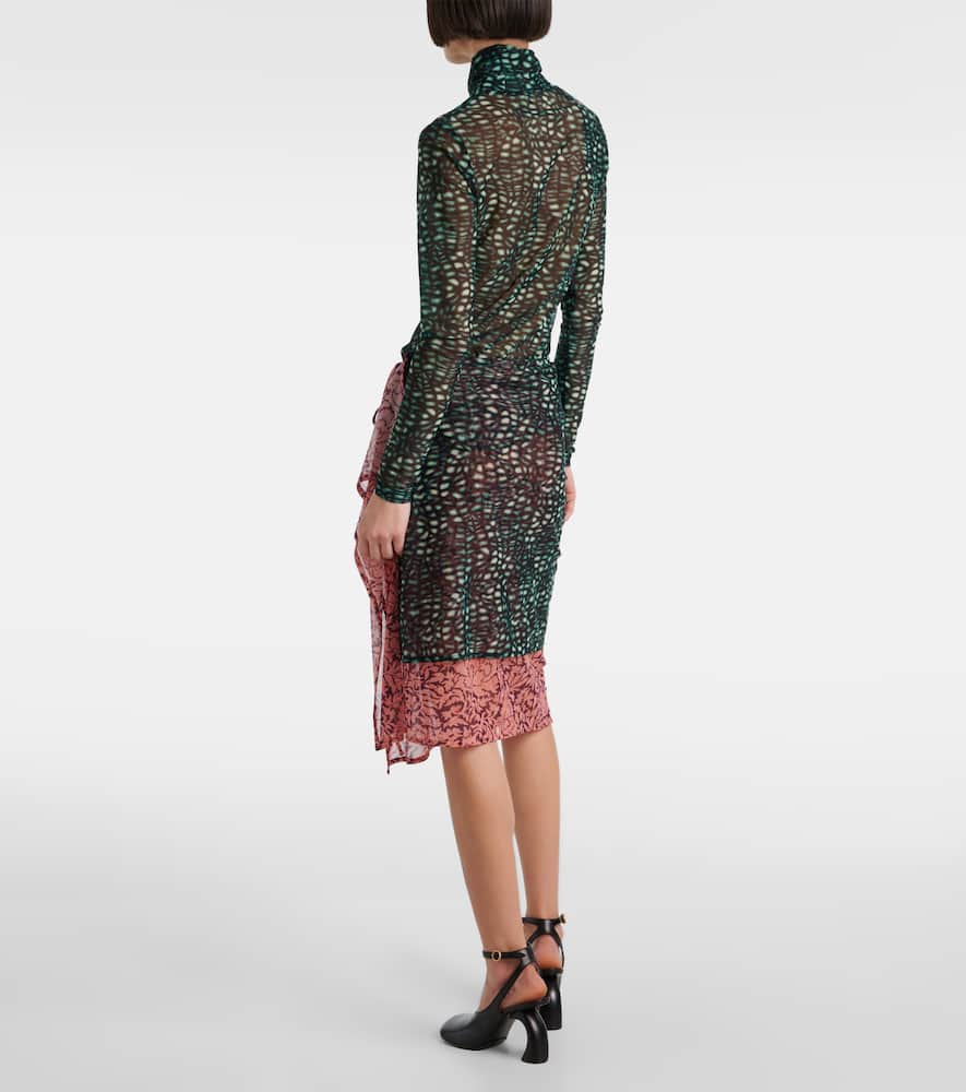 Dries Van Noten Women Printed Nylon Mesh Layered Skirt In Purple