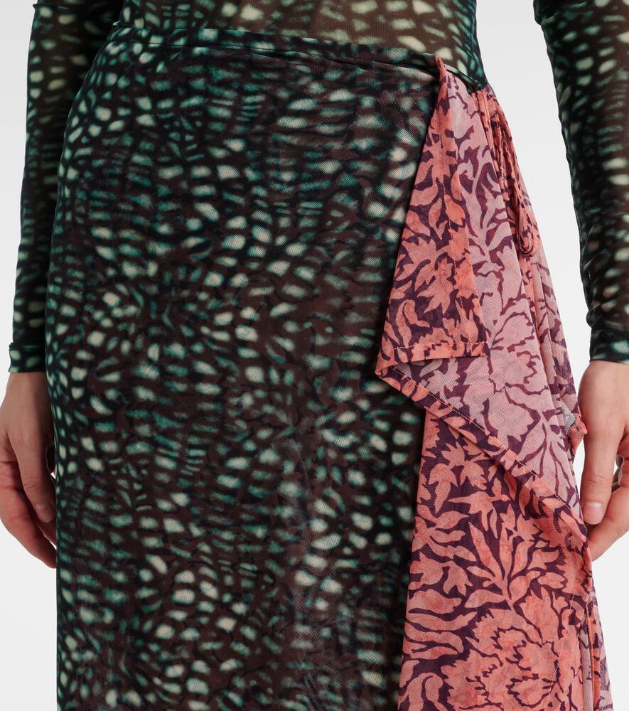 Dries Van Noten Women Printed Nylon Mesh Layered Skirt In Purple