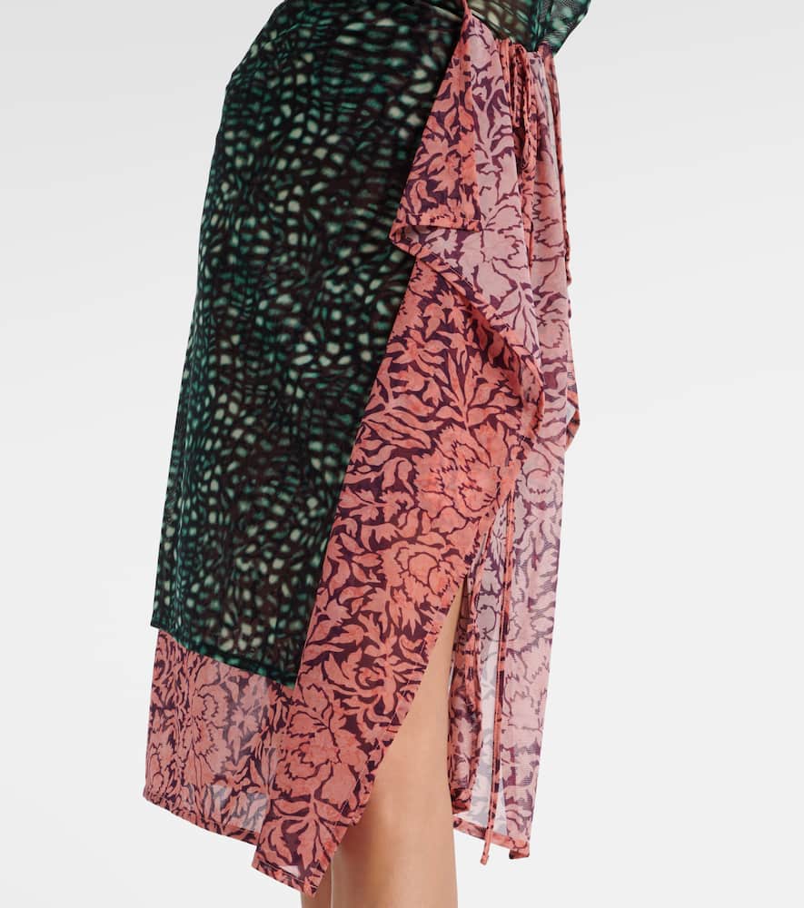 Dries Van Noten Women Printed Nylon Mesh Layered Skirt In Purple