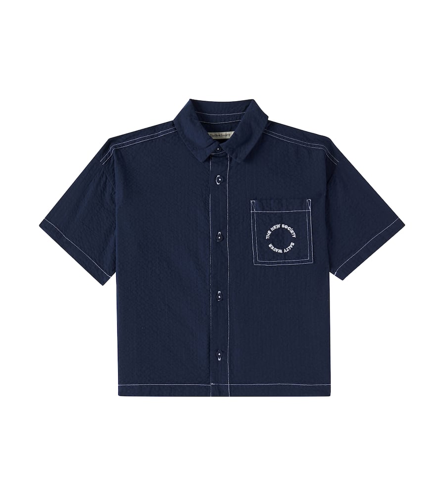 The New Society Corinto Cotton Straight Pants In Navy