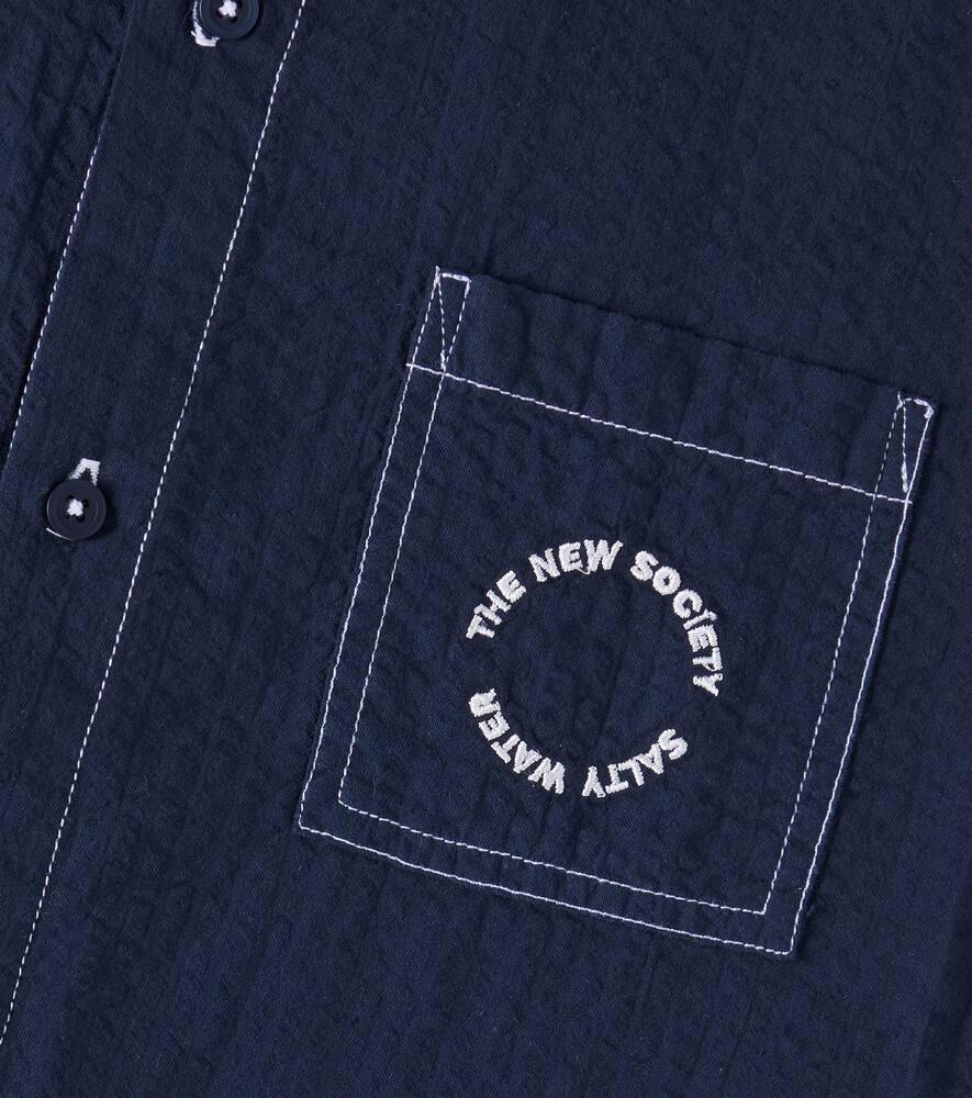 The New Society Corinto Cotton Straight Pants In Navy