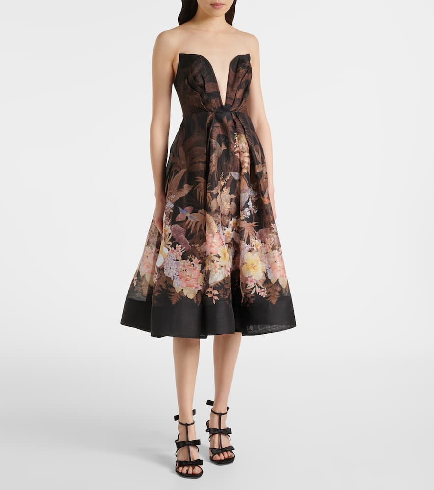 Zimmermann Illuminate Draped linen and cotton midi dress