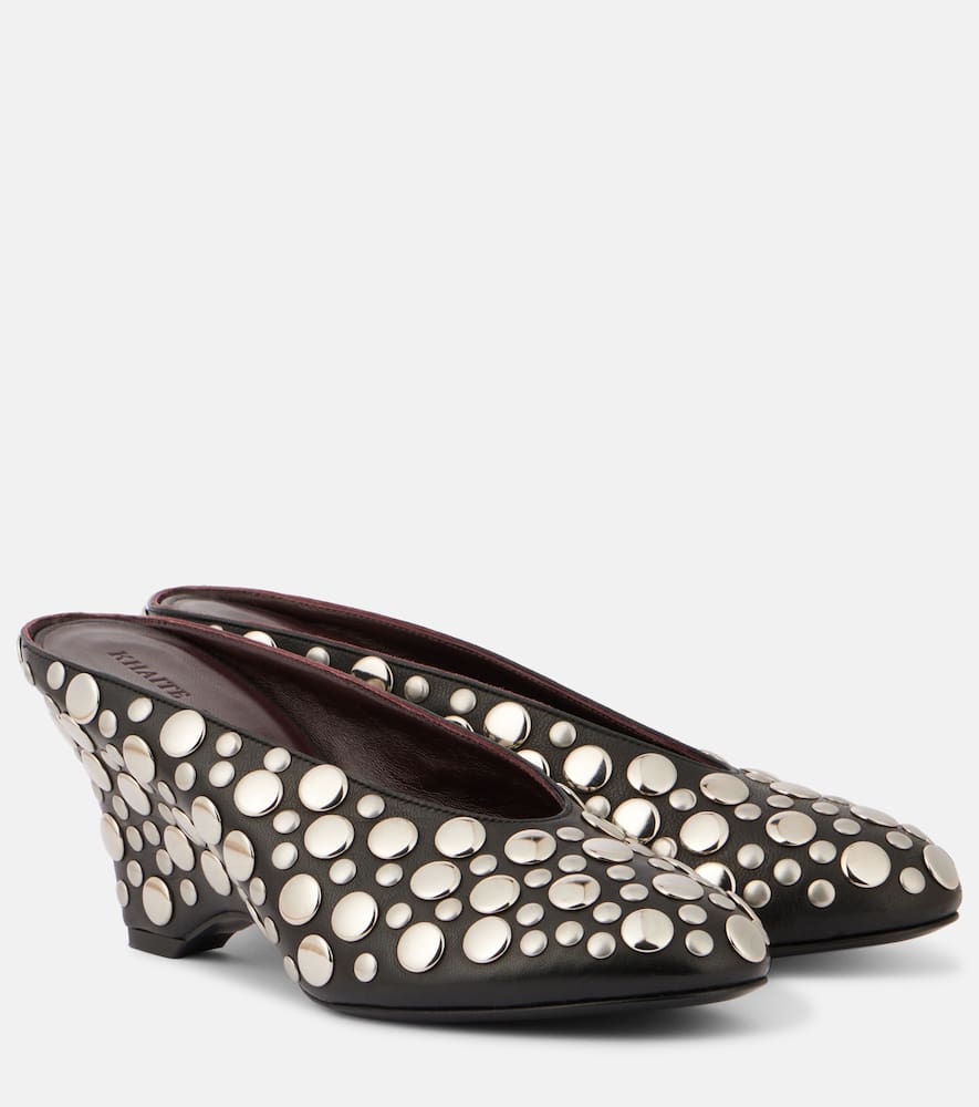 Cloak 75 studded leather wedge mules