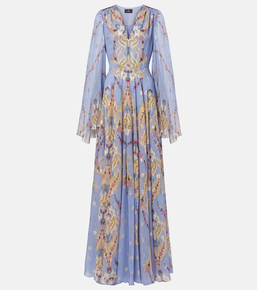 Floral silk georgette gown