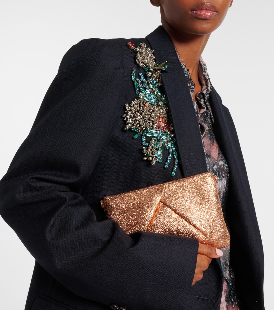 Dries Van Noten Metallic leather clutch