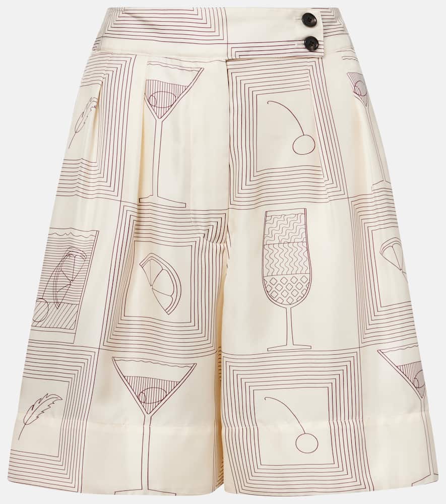 Dorin printed silk twill Bermuda shorts