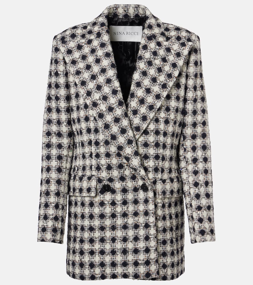 Nina Ricci Tweed Check Double-breasted Jacket In Multi