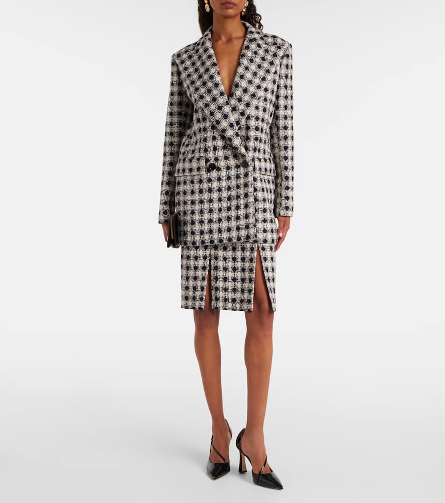 Nina Ricci Tweed Check Double-breasted Jacket In Multi