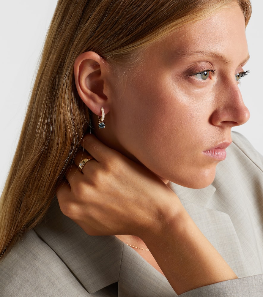 Stone And Strand 14kt Gold Huggie Earrings With Spinel And Diamonds In Gold