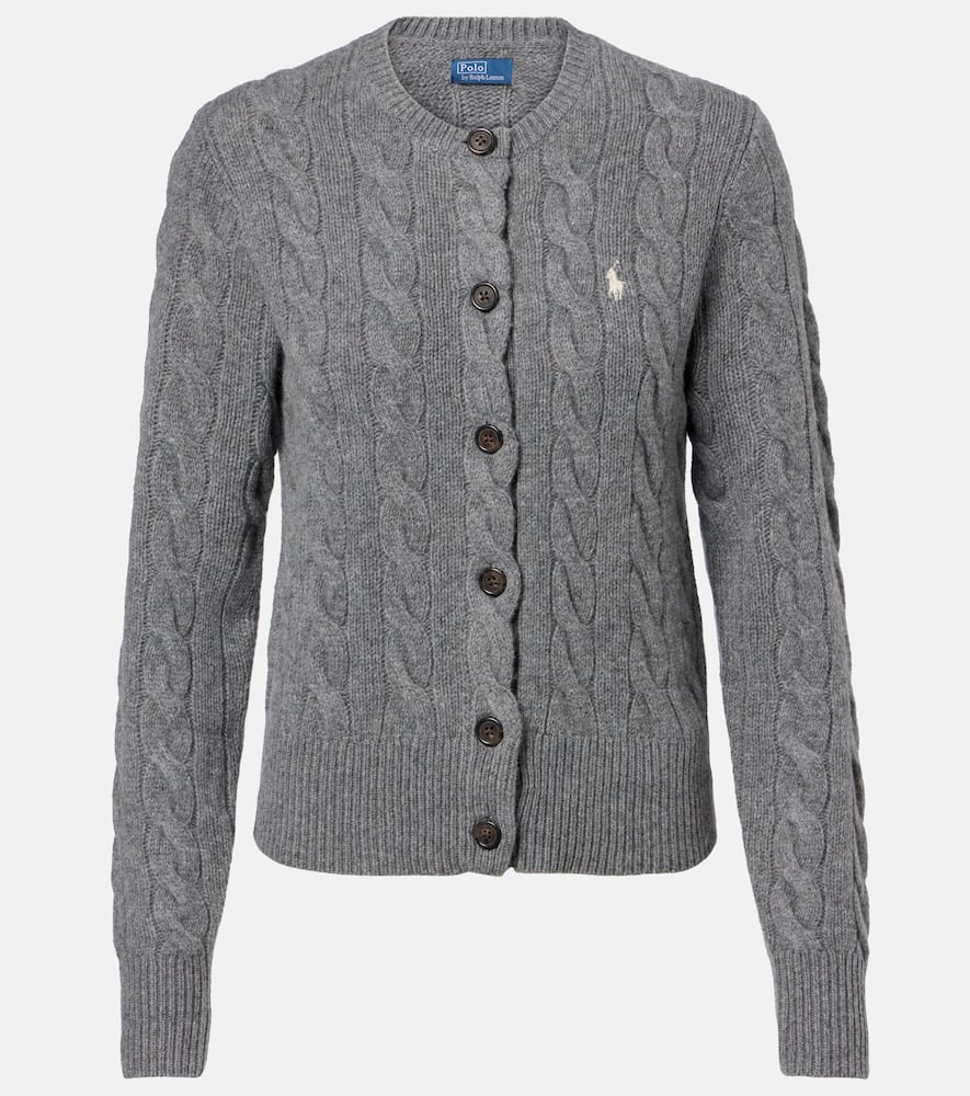 Cable-knit wool and cashmere cardigan
