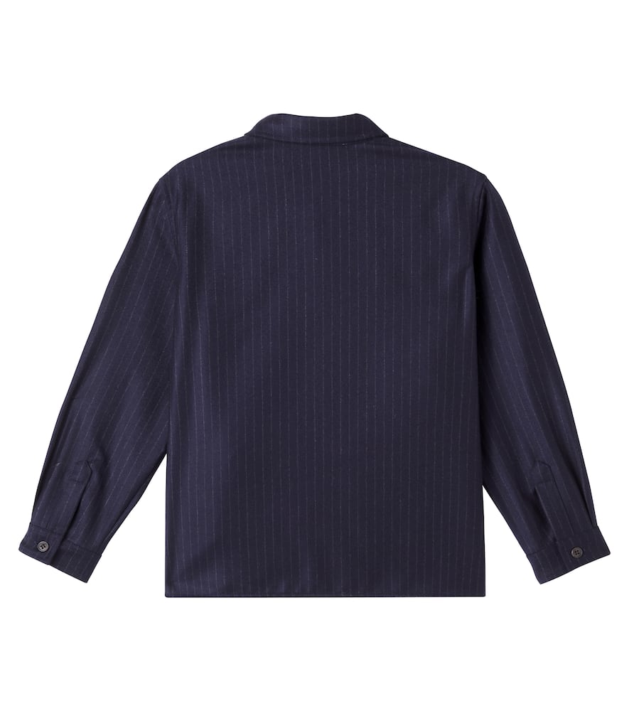 Bonpoint Gustave Pinstripe Wool Overshirt In Blue