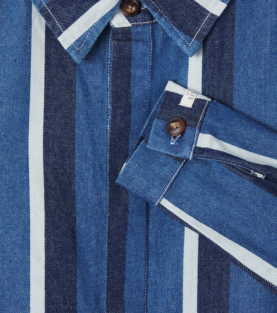 Donsje Ditmer Striped Denim Overshirt In Blue