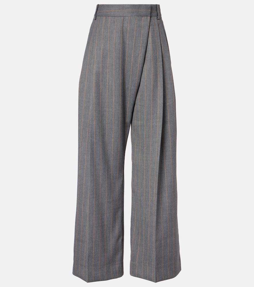 Ganni Women's Grey Pinstripe Wide-Leg Pants UK Size 14 - Mytheresa