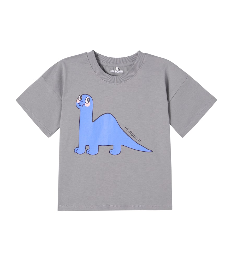 Mini Rodini Kids' Printed Cotton T-shirt In Gray