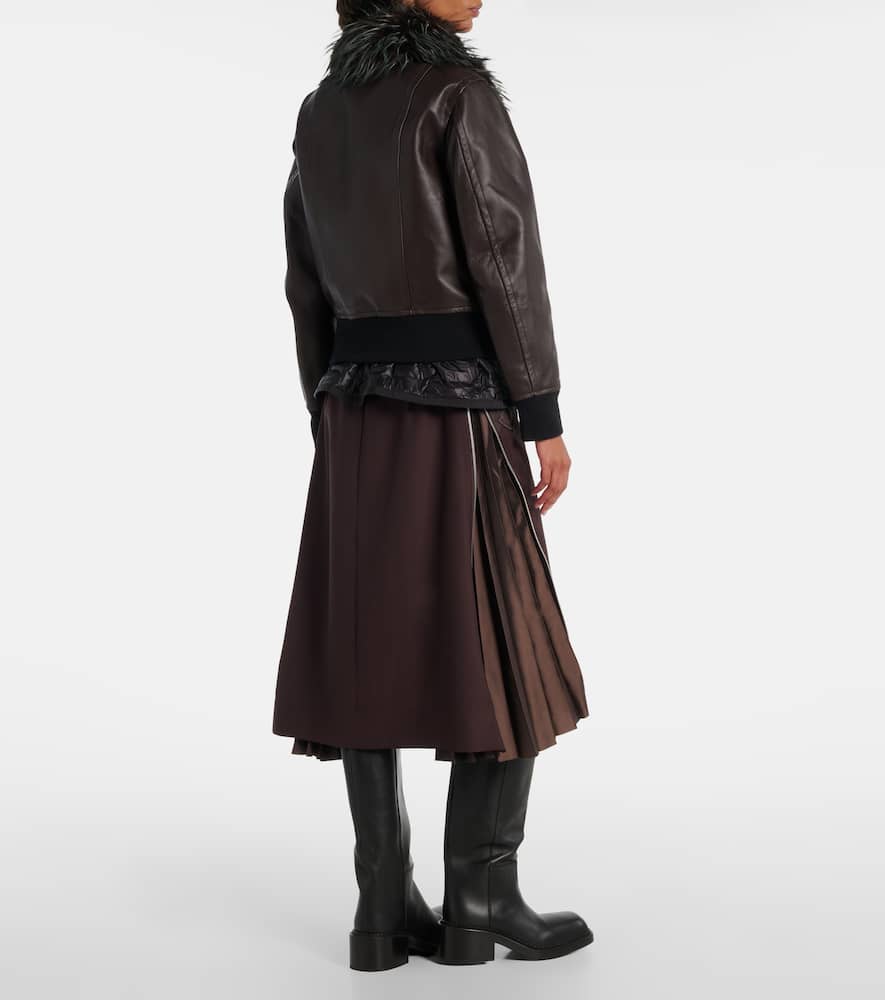 Sacai 2 In 1 Leather Jacket In Brown