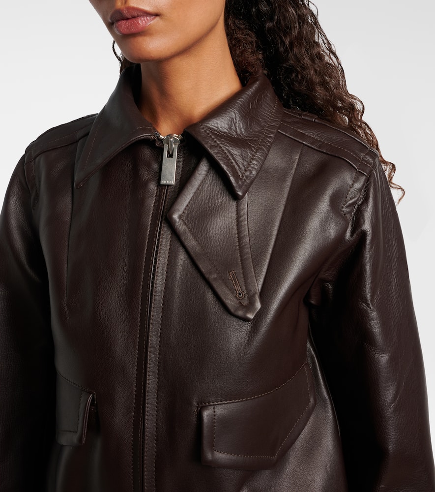 Sacai 2 In 1 Leather Jacket In Brown