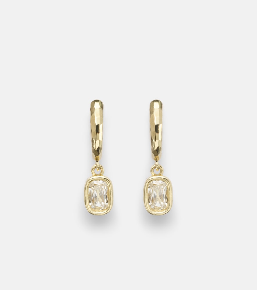 Octavia Elizabeth Hidden Gem 18kt gold huggies with diamonds