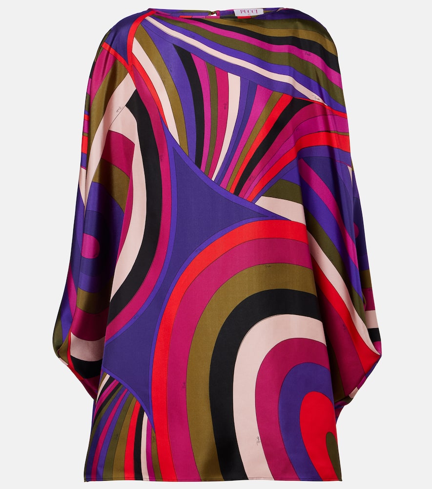 Pucci Iris Print Silk Short Kaftan Clothing In Multi