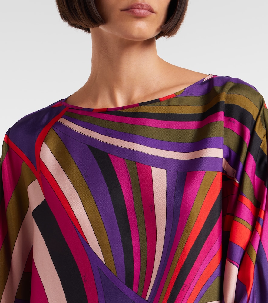 Pucci Iris Print Silk Short Kaftan Clothing In Multi