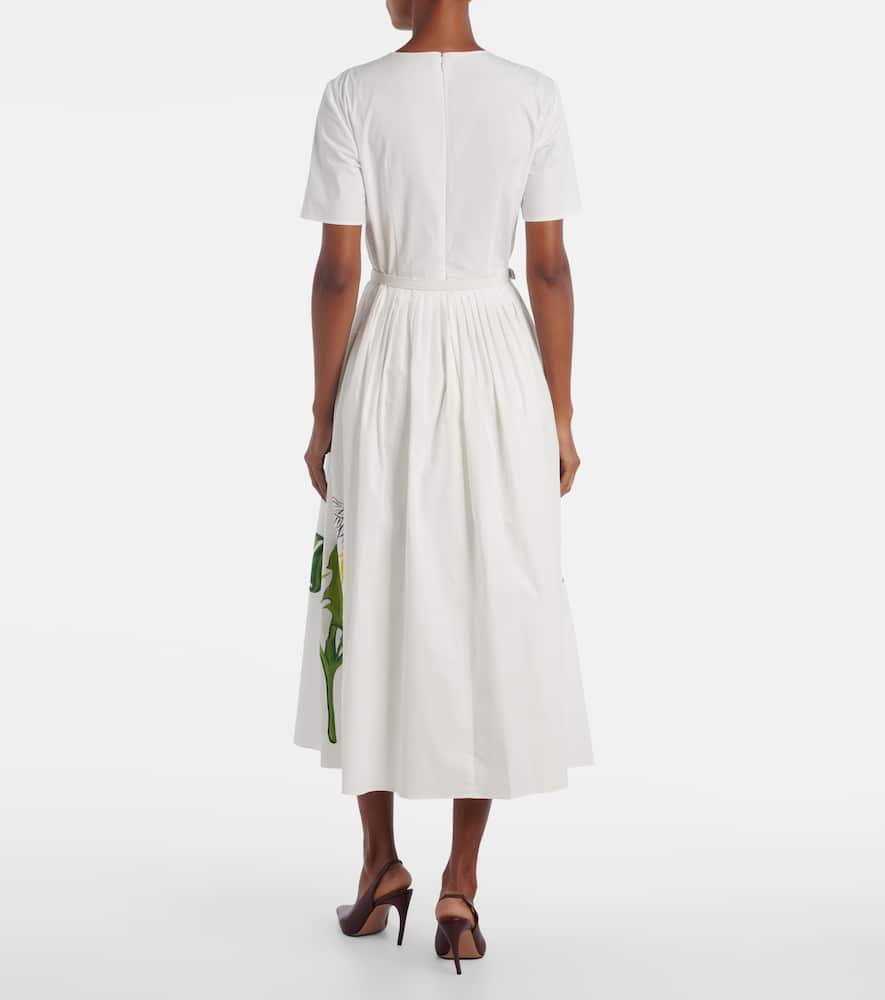 Oscar De La Renta Foxglove Cotton-blend Poplin Midi Dress In Green