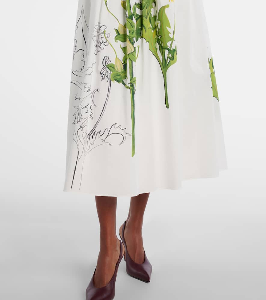 Oscar De La Renta Foxglove Cotton-blend Poplin Midi Dress In Green