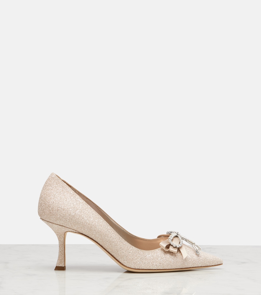  Jimmy Choo Jimmy Choo Auria 70 Crystal-embellished Glitter Pumps 