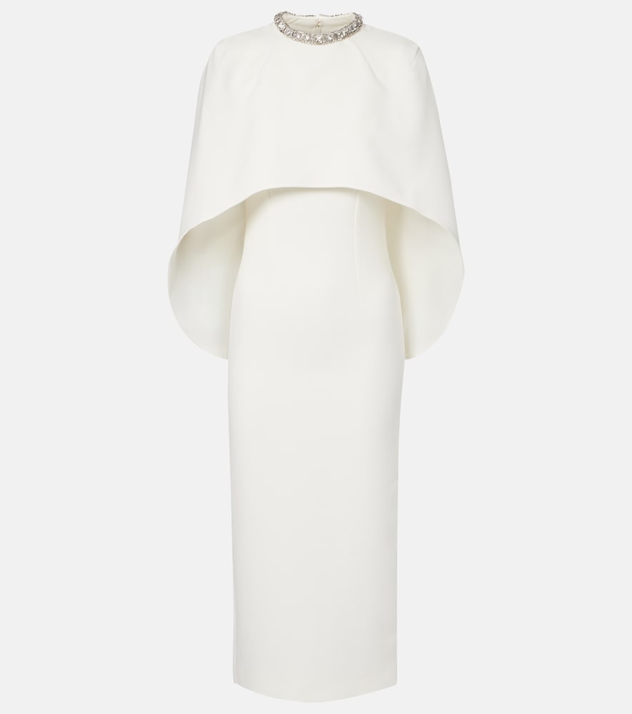 Roland Mouret Caped crystal-embellished crêpe midi dress