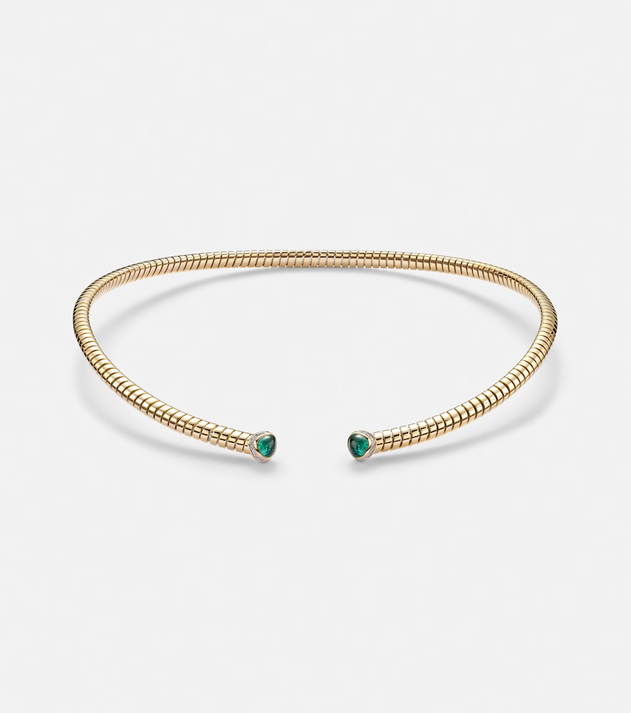 Marina B 18kt yellow gold necklace with emeralds and diamonds