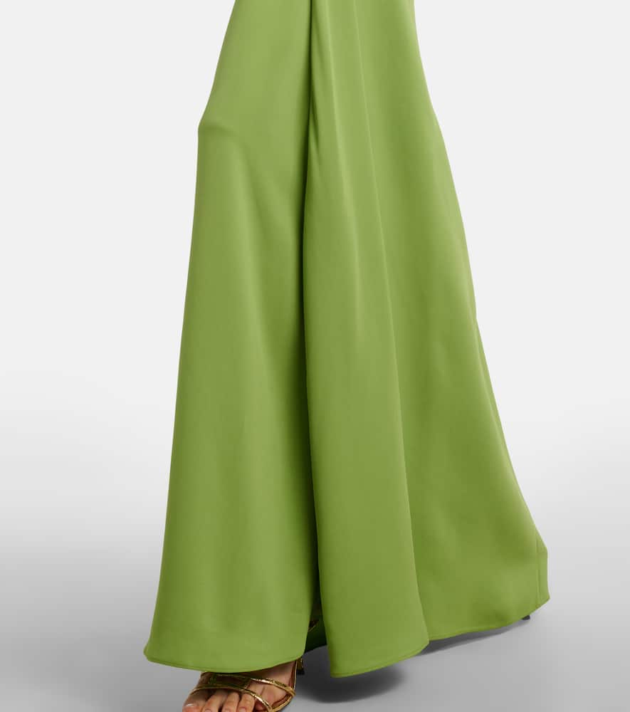 Christopher Esber Fusion Gathered Ribbed-knit Gown In Green